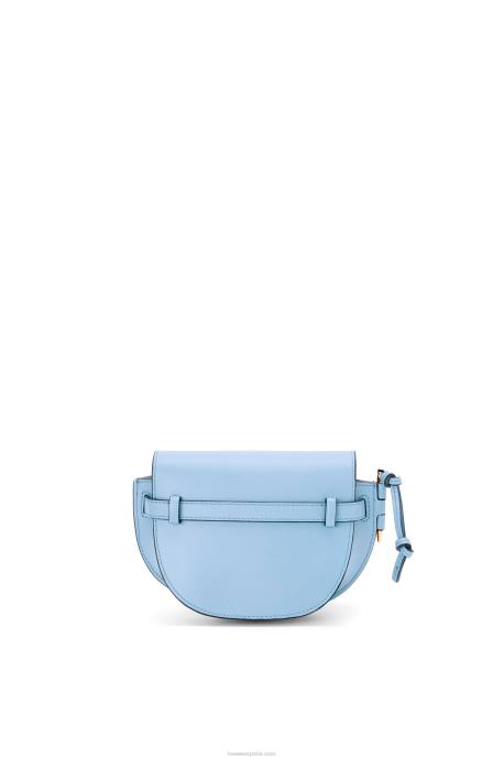 Loewe mujer bolso mini gate dual de suave piel de becerro y jacquard LP64194 azul polvoriento