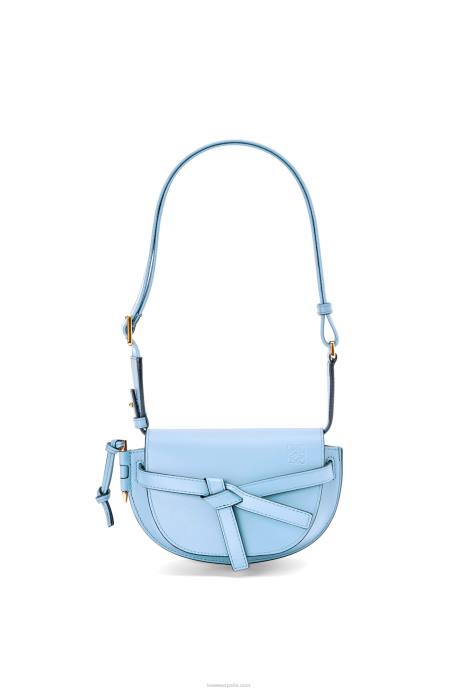 Loewe mujer bolso mini gate dual de suave piel de becerro y jacquard LP64194 azul polvoriento