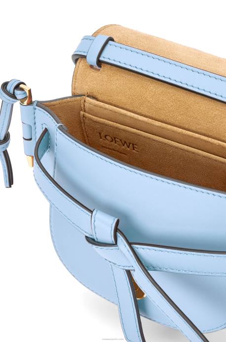 Loewe mujer bolso mini gate dual de suave piel de becerro y jacquard LP64194 azul polvoriento