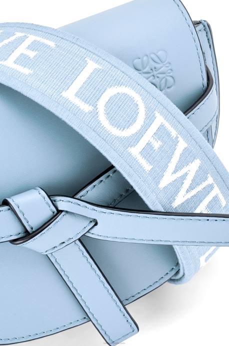 Loewe mujer bolso mini gate dual de suave piel de becerro y jacquard LP64194 azul polvoriento