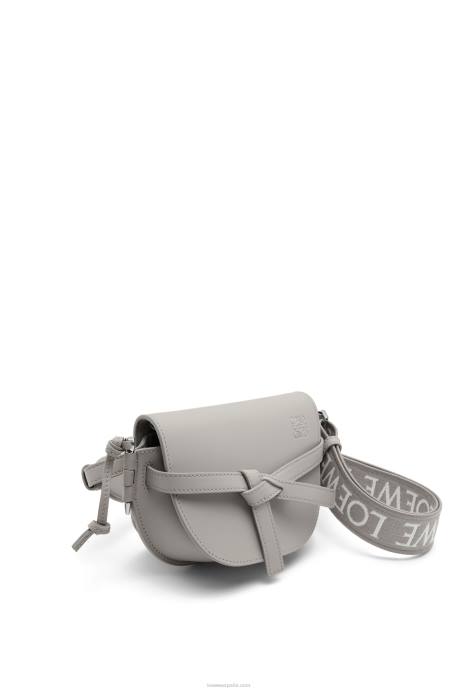 Loewe mujer bolso mini gate dual de suave piel de becerro y jacquard LP64195 Perla gris