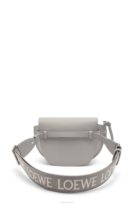 Loewe mujer bolso mini gate dual de suave piel de becerro y jacquard LP64195 Perla gris