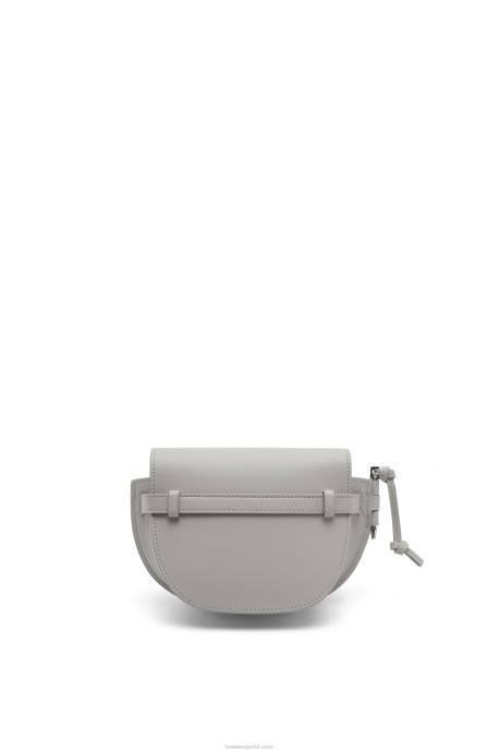 Loewe mujer bolso mini gate dual de suave piel de becerro y jacquard LP64195 Perla gris