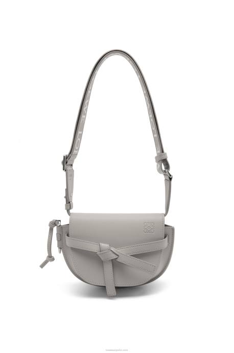 Loewe mujer bolso mini gate dual de suave piel de becerro y jacquard LP64195 Perla gris