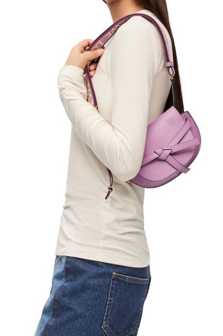 Loewe mujer bolso mini gate dual de suave piel de becerro y jacquard LP64196 guimauve