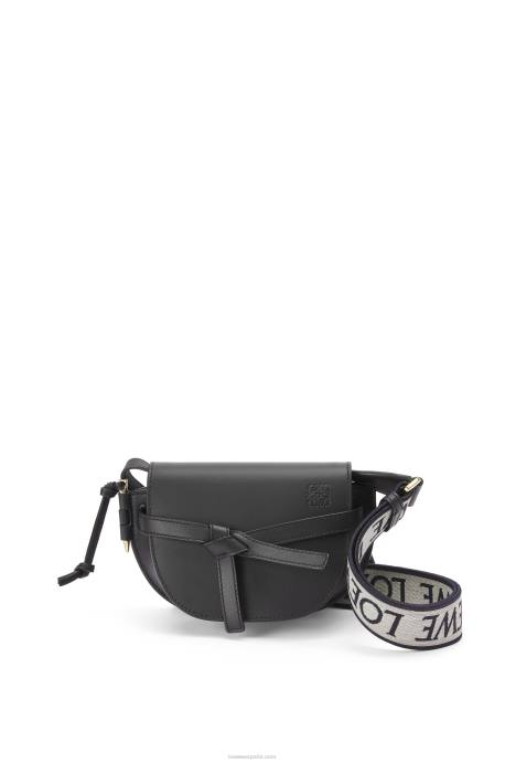 Loewe mujer bolso mini gate dual de suave piel de becerro y jacquard LP64197 negro