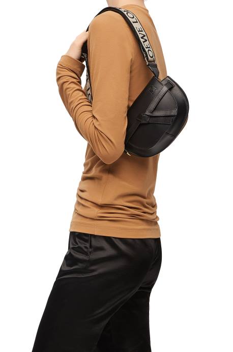 Loewe mujer bolso mini gate dual de suave piel de becerro y jacquard LP64197 negro