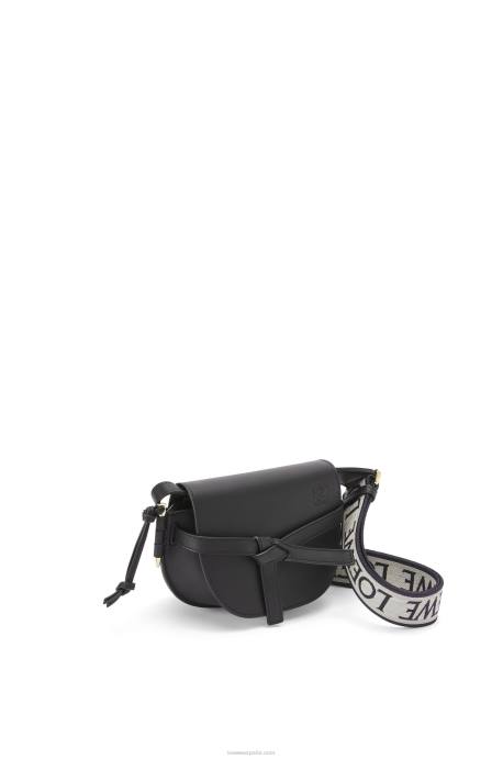 Loewe mujer bolso mini gate dual de suave piel de becerro y jacquard LP64197 negro
