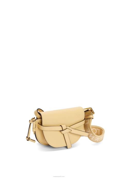 Loewe mujer bolso mini gate dual de suave piel de becerro y jacquard LP64209 manteca