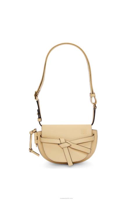 Loewe mujer bolso mini gate dual de suave piel de becerro y jacquard LP64209 manteca