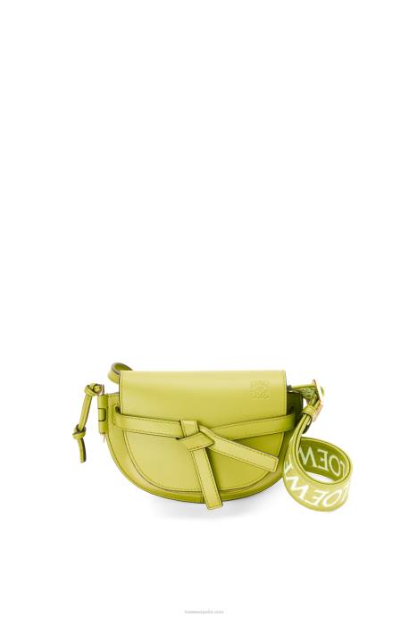 Loewe mujer bolso mini gate dual de suave piel de becerro y jacquard LP64210 amarillo lima