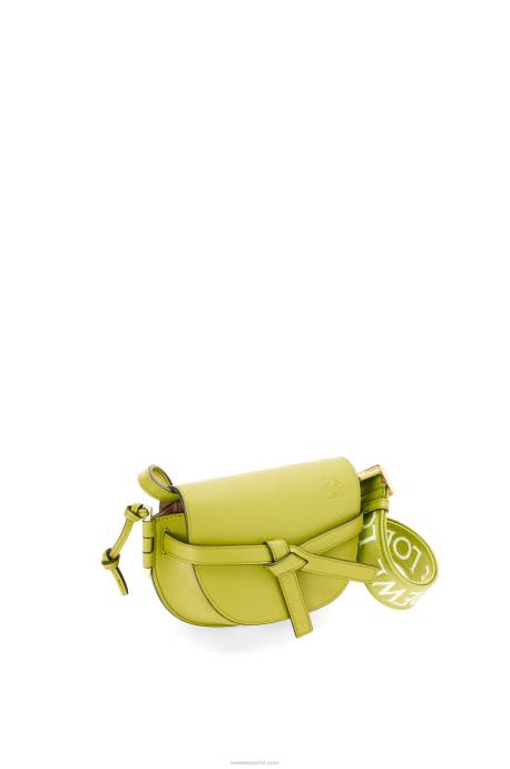Loewe mujer bolso mini gate dual de suave piel de becerro y jacquard LP64210 amarillo lima