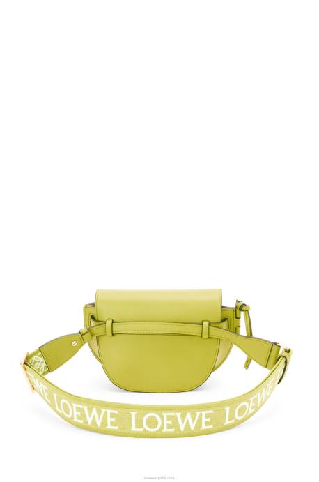Loewe mujer bolso mini gate dual de suave piel de becerro y jacquard LP64210 amarillo lima