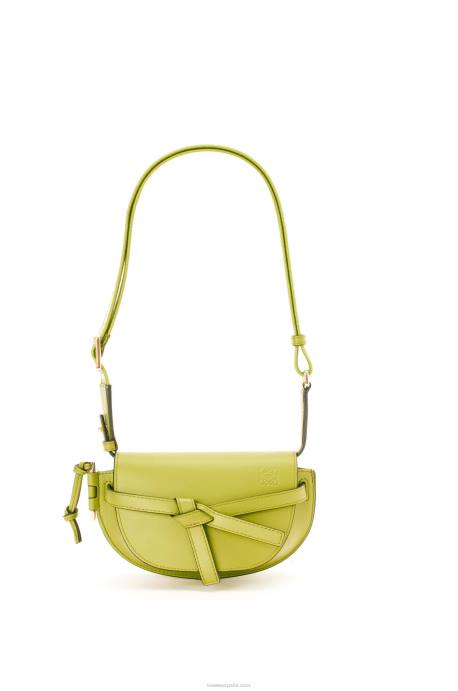 Loewe mujer bolso mini gate dual de suave piel de becerro y jacquard LP64210 amarillo lima