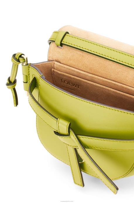 Loewe mujer bolso mini gate dual de suave piel de becerro y jacquard LP64210 amarillo lima