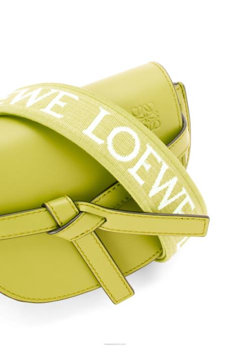 Loewe mujer bolso mini gate dual de suave piel de becerro y jacquard LP64210 amarillo lima