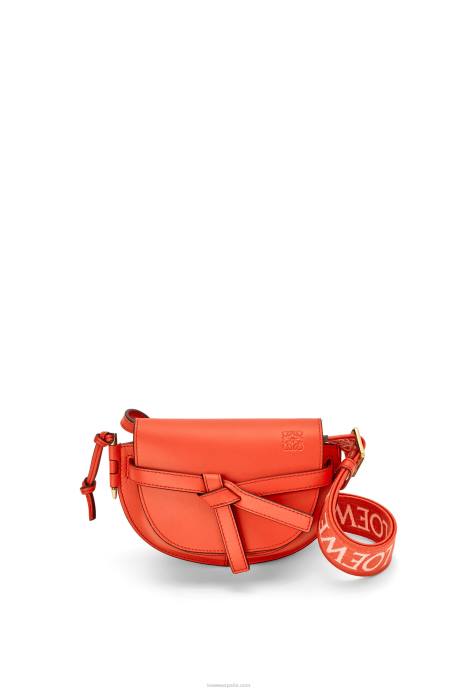 Loewe mujer bolso mini gate dual de suave piel de becerro y jacquard LP64212 amanecer naranja