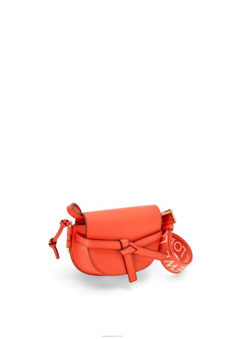 Loewe mujer bolso mini gate dual de suave piel de becerro y jacquard LP64212 amanecer naranja