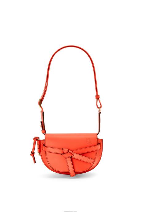 Loewe mujer bolso mini gate dual de suave piel de becerro y jacquard LP64212 amanecer naranja
