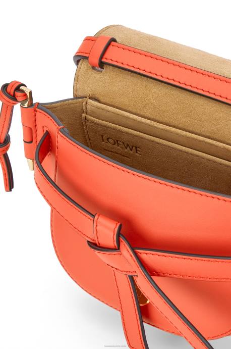 Loewe mujer bolso mini gate dual de suave piel de becerro y jacquard LP64212 amanecer naranja