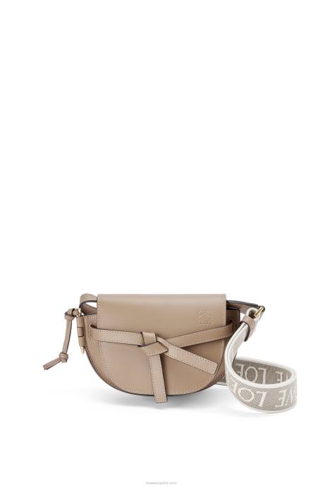 Loewe mujer bolso mini gate dual de suave piel de becerro y jacquard LP64218 arena