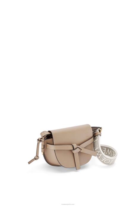 Loewe mujer bolso mini gate dual de suave piel de becerro y jacquard LP64218 arena