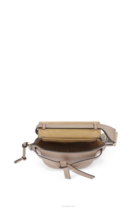 Loewe mujer bolso mini gate dual de suave piel de becerro y jacquard LP64218 arena