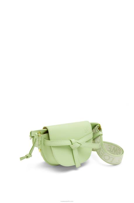Loewe mujer bolso mini gate dual de suave piel de becerro y jacquard LP64232 verde pálido claro