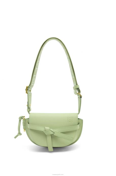 Loewe mujer bolso mini gate dual de suave piel de becerro y jacquard LP64232 verde pálido claro