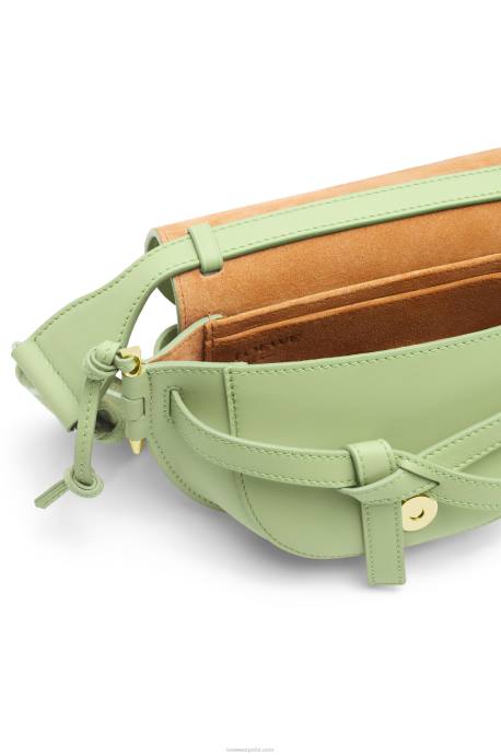 Loewe mujer bolso mini gate dual de suave piel de becerro y jacquard LP64232 verde pálido claro
