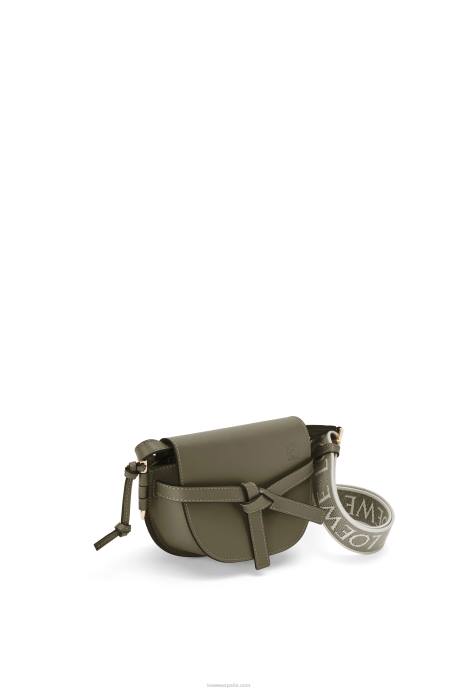 Loewe mujer bolso mini gate dual de suave piel de becerro y jacquard LP64239 verde otoño