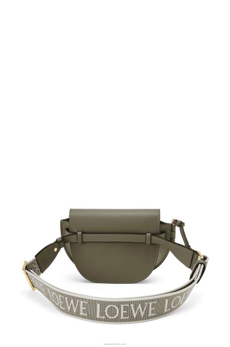 Loewe mujer bolso mini gate dual de suave piel de becerro y jacquard LP64239 verde otoño