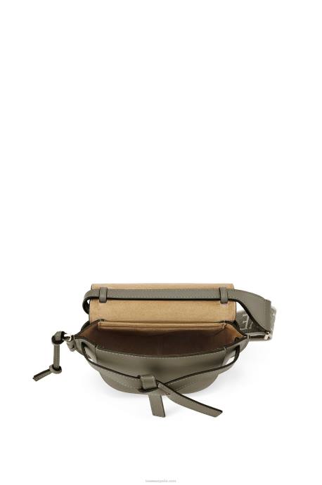 Loewe mujer bolso mini gate dual de suave piel de becerro y jacquard LP64239 verde otoño