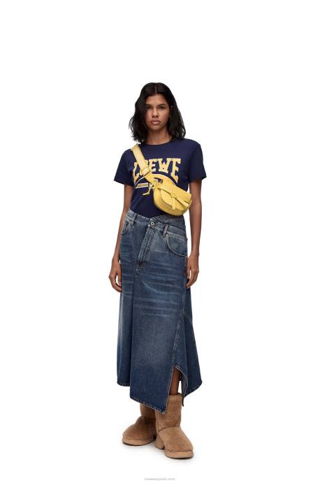 Loewe mujer bolso mini gate dual de suave piel de becerro y jacquard LP64262 amarillo oscuro