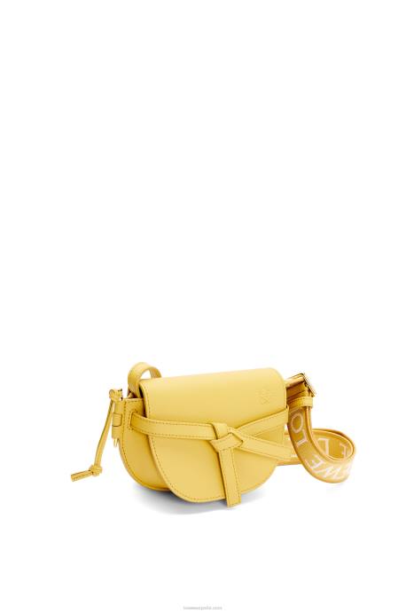 Loewe mujer bolso mini gate dual de suave piel de becerro y jacquard LP64262 amarillo oscuro