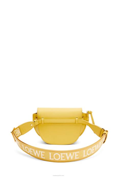 Loewe mujer bolso mini gate dual de suave piel de becerro y jacquard LP64262 amarillo oscuro