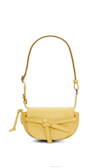 Loewe mujer bolso mini gate dual de suave piel de becerro y jacquard LP64262 amarillo oscuro