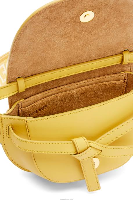 Loewe mujer bolso mini gate dual de suave piel de becerro y jacquard LP64262 amarillo oscuro