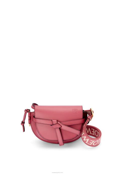 Loewe mujer bolso mini gate dual de suave piel de becerro y jacquard LP64265 ciruela