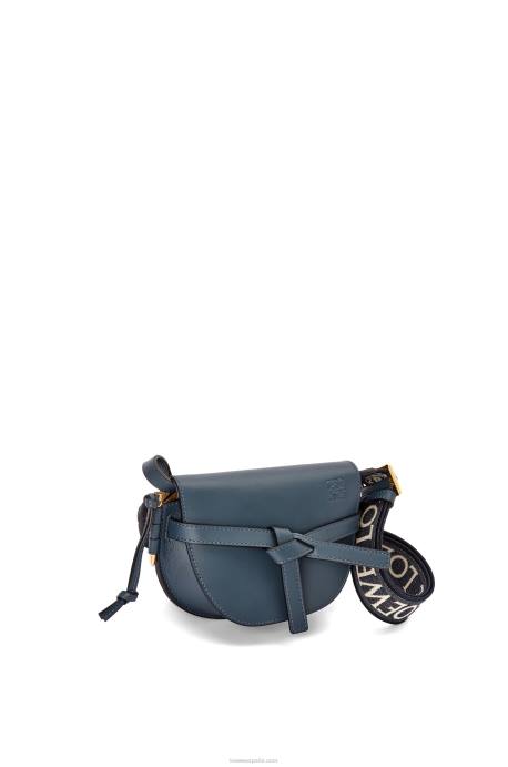 Loewe mujer bolso mini gate dual de suave piel de becerro y jacquard LP64268 azul ónix
