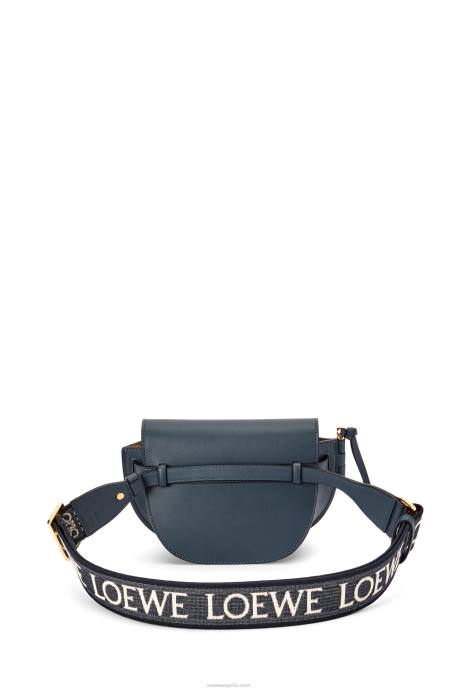 Loewe mujer bolso mini gate dual de suave piel de becerro y jacquard LP64268 azul ónix