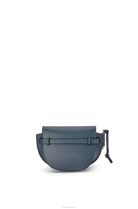 Loewe mujer bolso mini gate dual de suave piel de becerro y jacquard LP64268 azul ónix