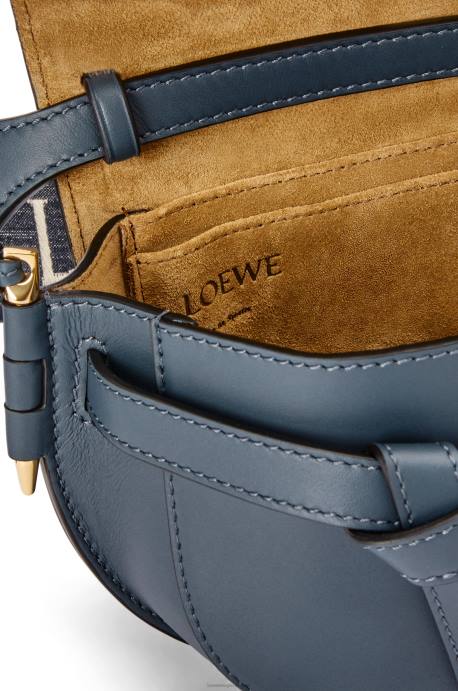 Loewe mujer bolso mini gate dual de suave piel de becerro y jacquard LP64268 azul ónix