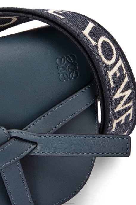 Loewe mujer bolso mini gate dual de suave piel de becerro y jacquard LP64268 azul ónix