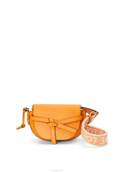 Loewe mujer bolso mini gate dual de suave piel de becerro y jacquard LP64275 mandarín