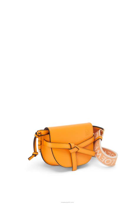 Loewe mujer bolso mini gate dual de suave piel de becerro y jacquard LP64275 mandarín