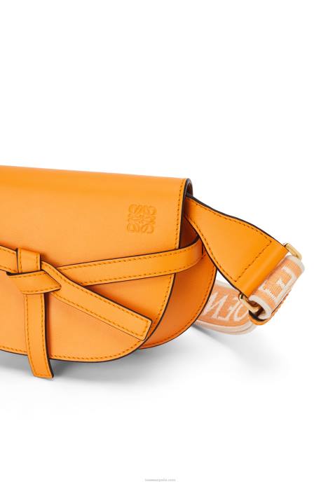 Loewe mujer bolso mini gate dual de suave piel de becerro y jacquard LP64275 mandarín