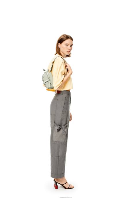 Loewe mujer bolso mini gate dual de suave piel de becerro y jacquard LP64276 gris ceniza