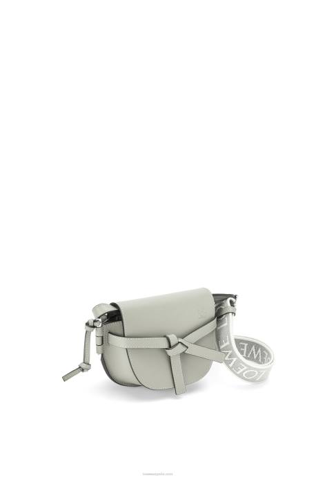 Loewe mujer bolso mini gate dual de suave piel de becerro y jacquard LP64276 gris ceniza