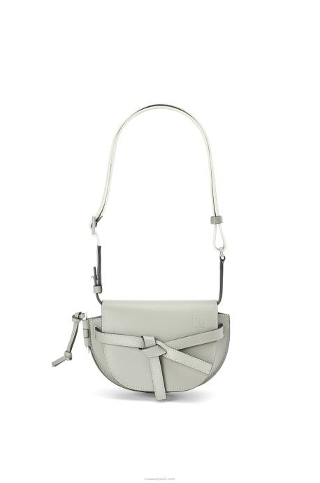 Loewe mujer bolso mini gate dual de suave piel de becerro y jacquard LP64276 gris ceniza
